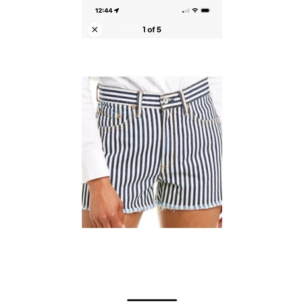 NWT Rag and Bone Indigo Justine Stripe Nautical Raw Hem Shorts size 24